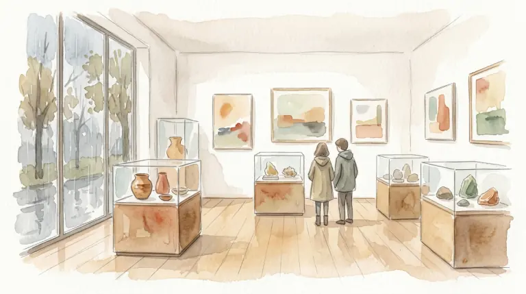 小さな博物館の展示室のイメージイラスト